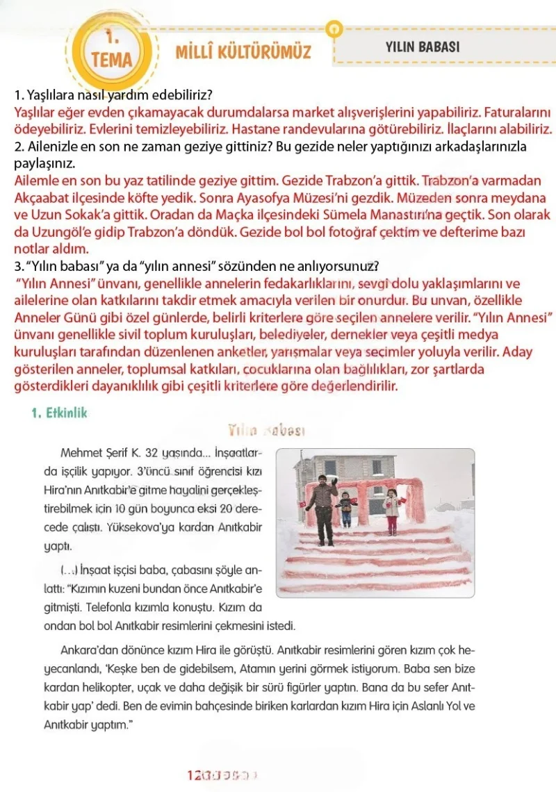 4. Sınıf Türkçe Ders Kitabı Cevapları Tuna Yayınları Sayfa 12 Çözüm Görseli