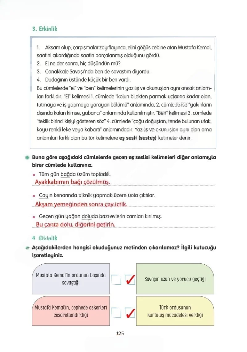 4. Sınıf Türkçe Ders Kitabı Cevapları Tuna Yayınları Sayfa 125 Çözüm Görseli