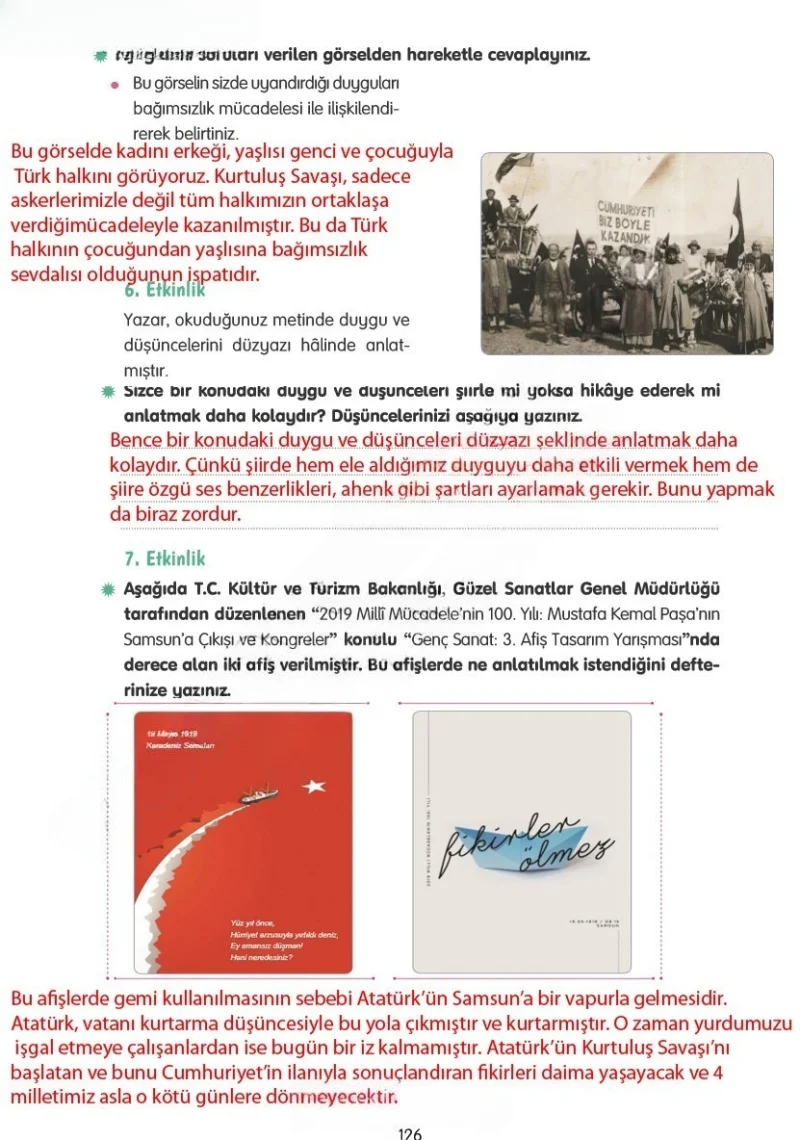 4. Sınıf Türkçe Ders Kitabı Cevapları Tuna Yayınları Sayfa 126 Çözüm Görseli