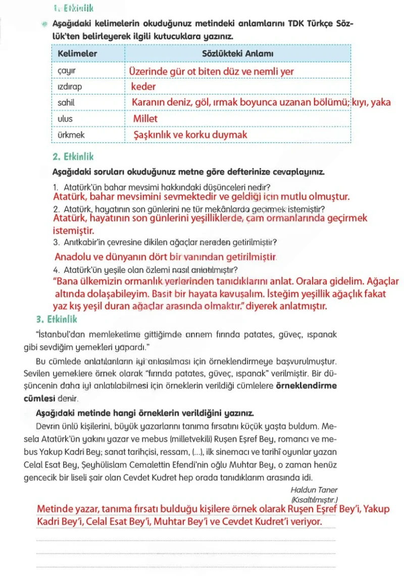 4. Sınıf Türkçe Ders Kitabı Cevapları Tuna Yayınları Sayfa 129 Çözüm Görseli
