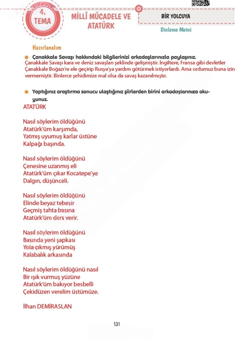 4. Sınıf Türkçe Ders Kitabı Cevapları Tuna Yayınları Sayfa 131 Çözüm Görseli