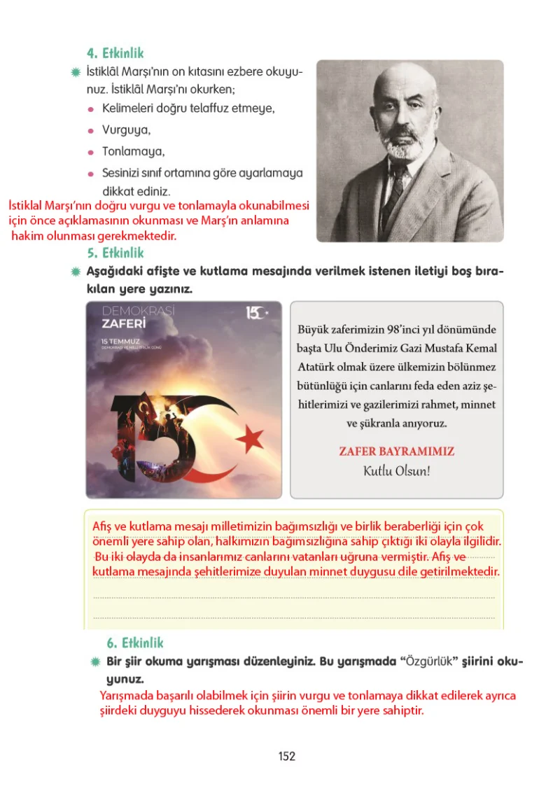 4. Sınıf Türkçe Ders Kitabı Cevapları Tuna Yayınları Sayfa 152 Çözüm Görseli