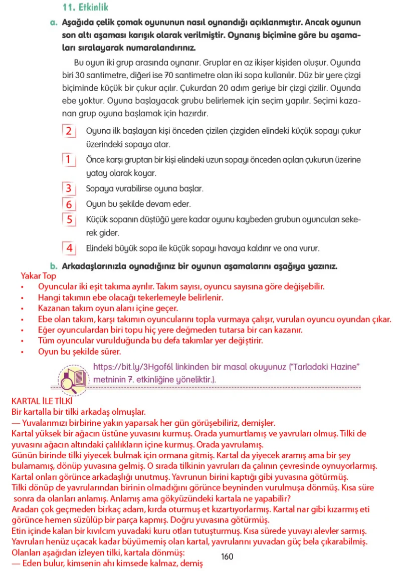 4. Sınıf Türkçe Ders Kitabı Cevapları Tuna Yayınları Sayfa 160 Çözüm Görseli