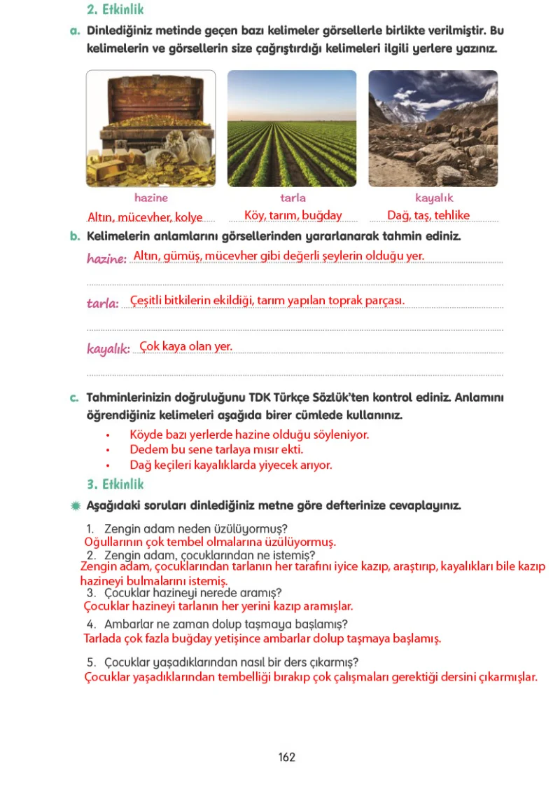 4. Sınıf Türkçe Ders Kitabı Cevapları Tuna Yayınları Sayfa 162 Çözüm Görseli
