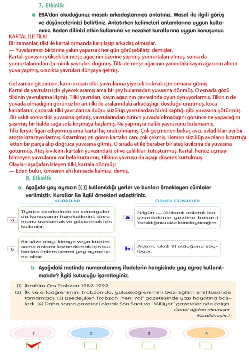 4. Sınıf Türkçe Ders Kitabı Cevapları Tuna Yayınları Sayfa 164 Çözüm Görseli
