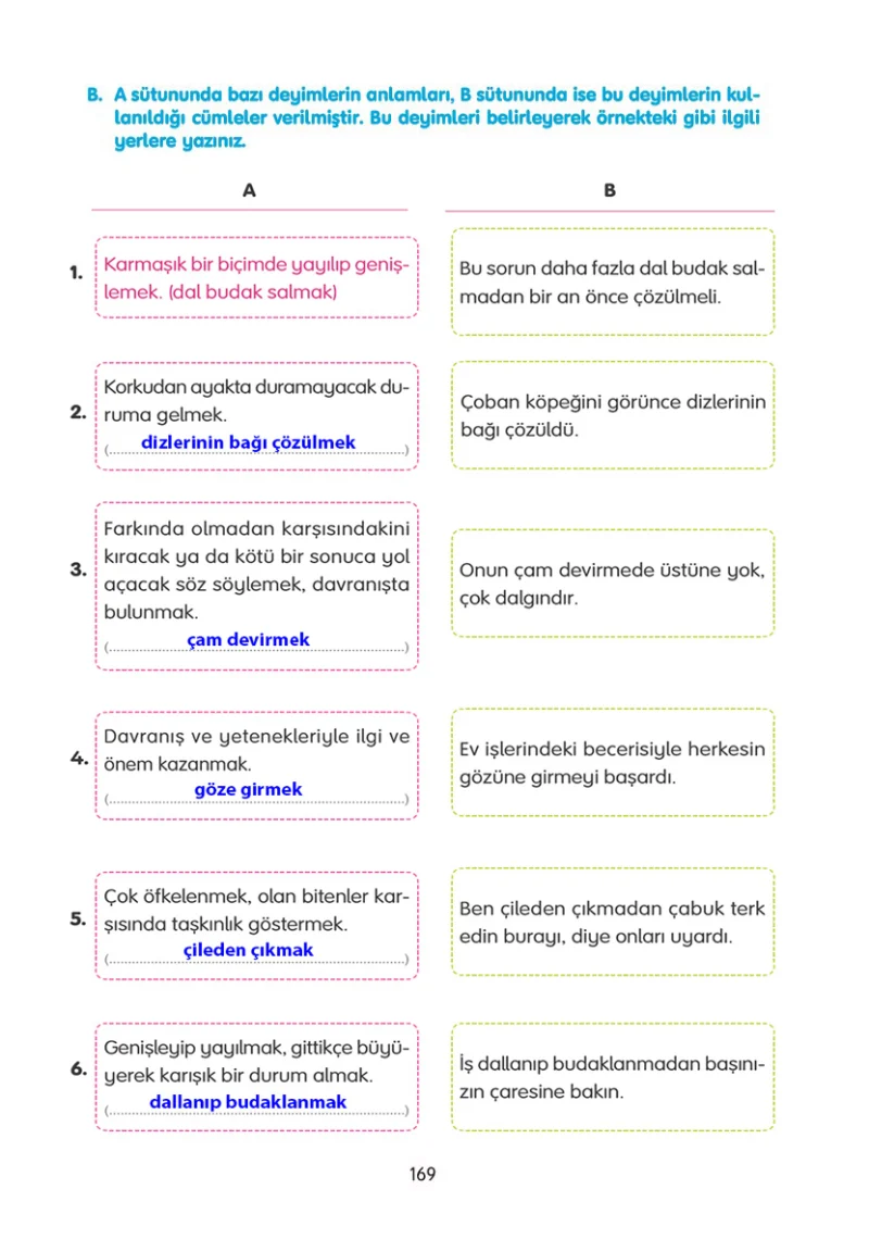 4. Sınıf Türkçe Ders Kitabı Cevapları Tuna Yayınları Sayfa 169 Çözüm Görseli