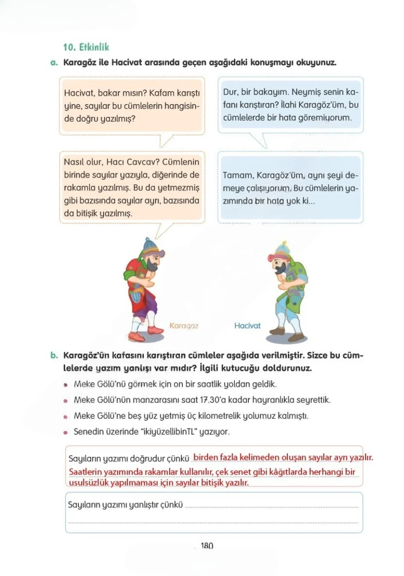 4. Sınıf Türkçe Ders Kitabı Cevapları Tuna Yayınları Sayfa 180 Çözüm Görseli