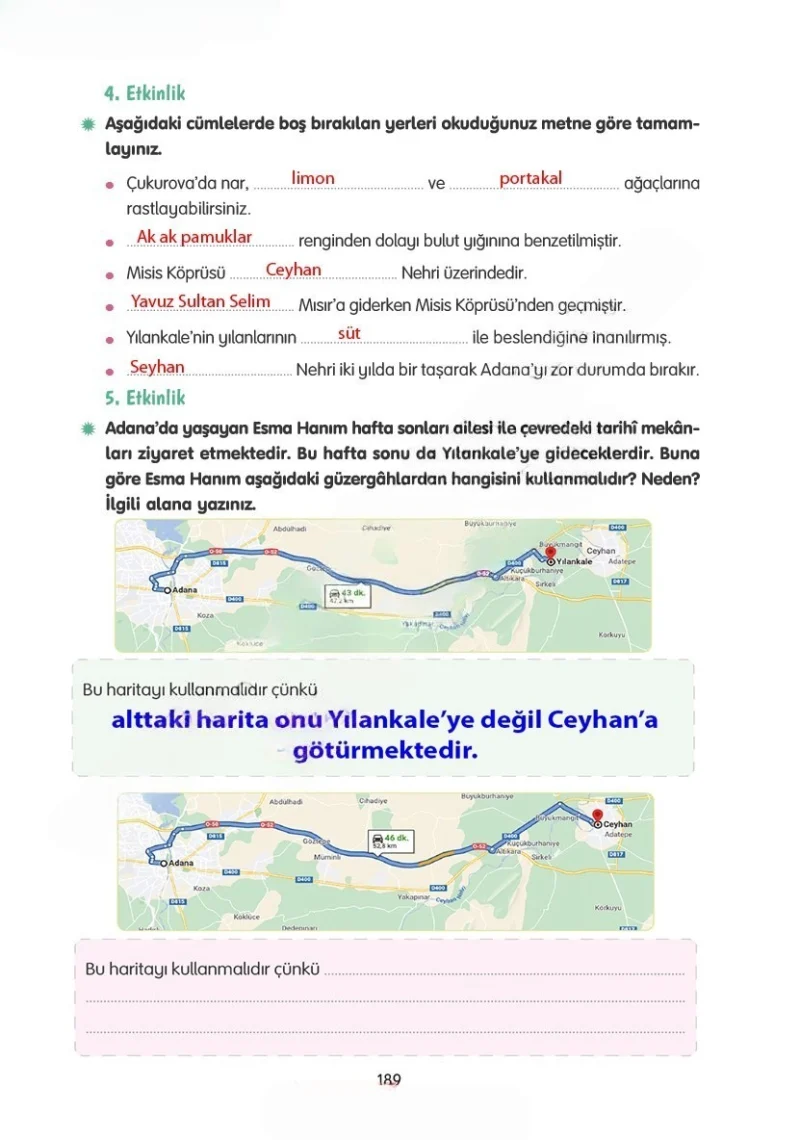 4. Sınıf Türkçe Ders Kitabı Cevapları Tuna Yayınları Sayfa 189 Çözüm Görseli