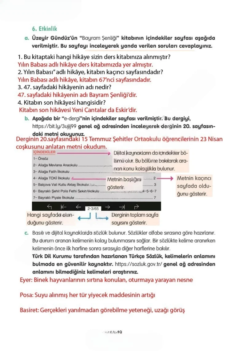 4. Sınıf Türkçe Ders Kitabı Cevapları Tuna Yayınları Sayfa 19 Çözüm Görseli
