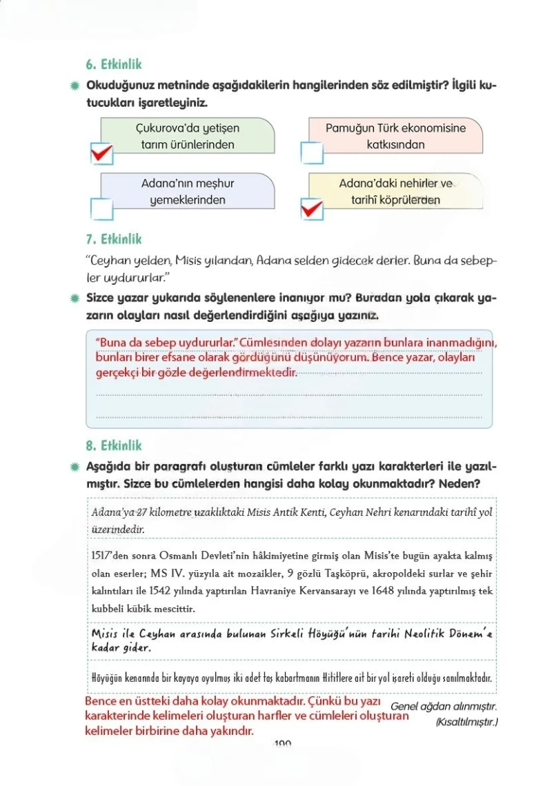 4. Sınıf Türkçe Ders Kitabı Cevapları Tuna Yayınları Sayfa 190 Çözüm Görseli