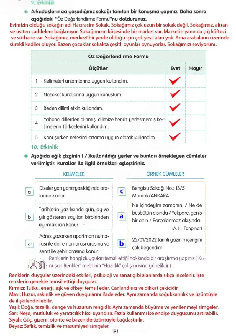 4. Sınıf Türkçe Ders Kitabı Cevapları Tuna Yayınları Sayfa 191 Çözüm Görseli