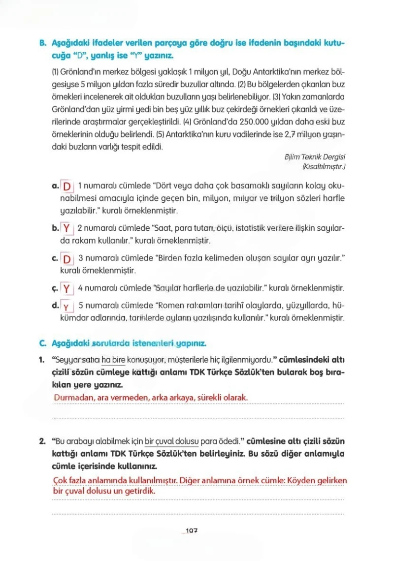 4. Sınıf Türkçe Ders Kitabı Cevapları Tuna Yayınları Sayfa 197 Çözüm Görseli