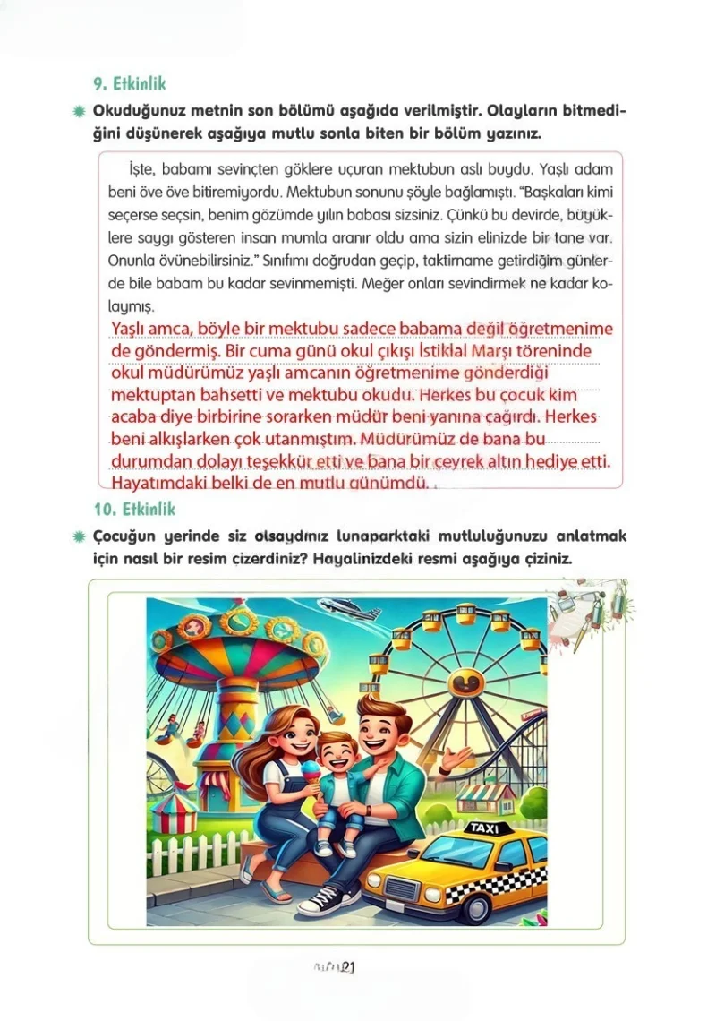 4. Sınıf Türkçe Ders Kitabı Cevapları Tuna Yayınları Sayfa 21 Çözüm Görseli