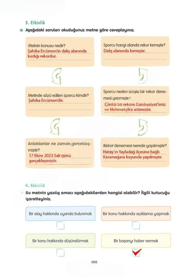 4. Sınıf Türkçe Ders Kitabı Cevapları Tuna Yayınları Sayfa 213 Çözüm Görseli