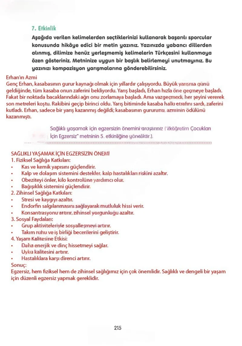 4. Sınıf Türkçe Ders Kitabı Cevapları Tuna Yayınları Sayfa 215 Çözüm Görseli