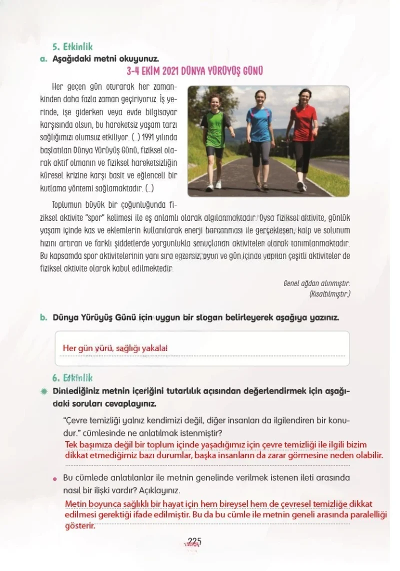 4. Sınıf Türkçe Ders Kitabı Cevapları Tuna Yayınları Sayfa 225 Çözüm Görseli
