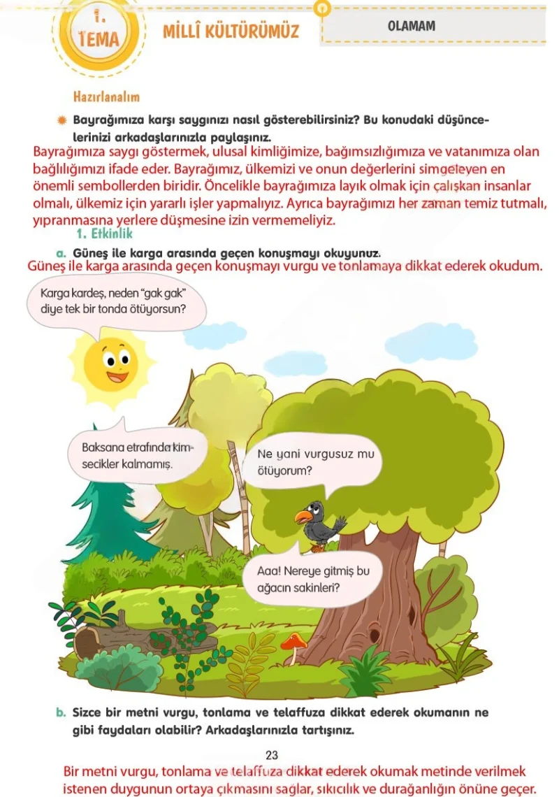 4. Sınıf Türkçe Ders Kitabı Cevapları Tuna Yayınları Sayfa 23 Çözüm Görseli