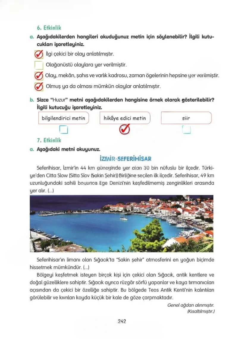4. Sınıf Türkçe Ders Kitabı Cevapları Tuna Yayınları Sayfa 242 Çözüm Görseli