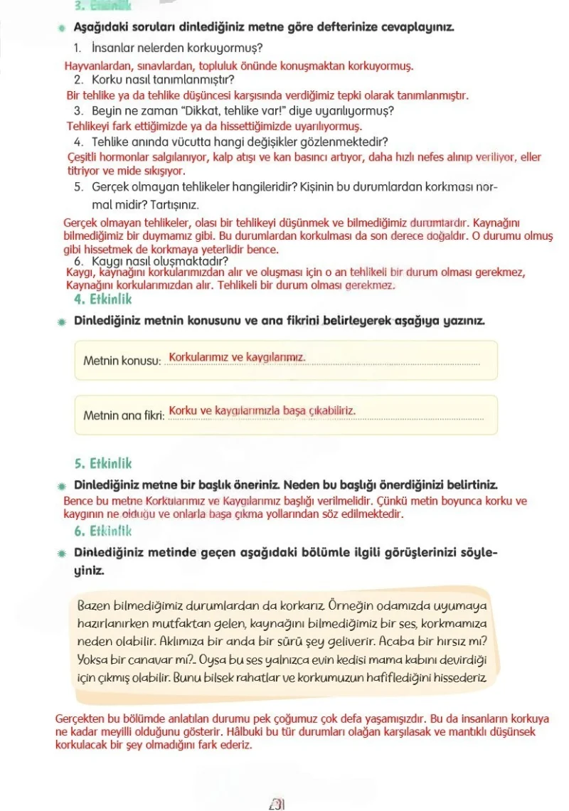 4. Sınıf Türkçe Ders Kitabı Cevapları Tuna Yayınları Sayfa 251 Çözüm Görseli