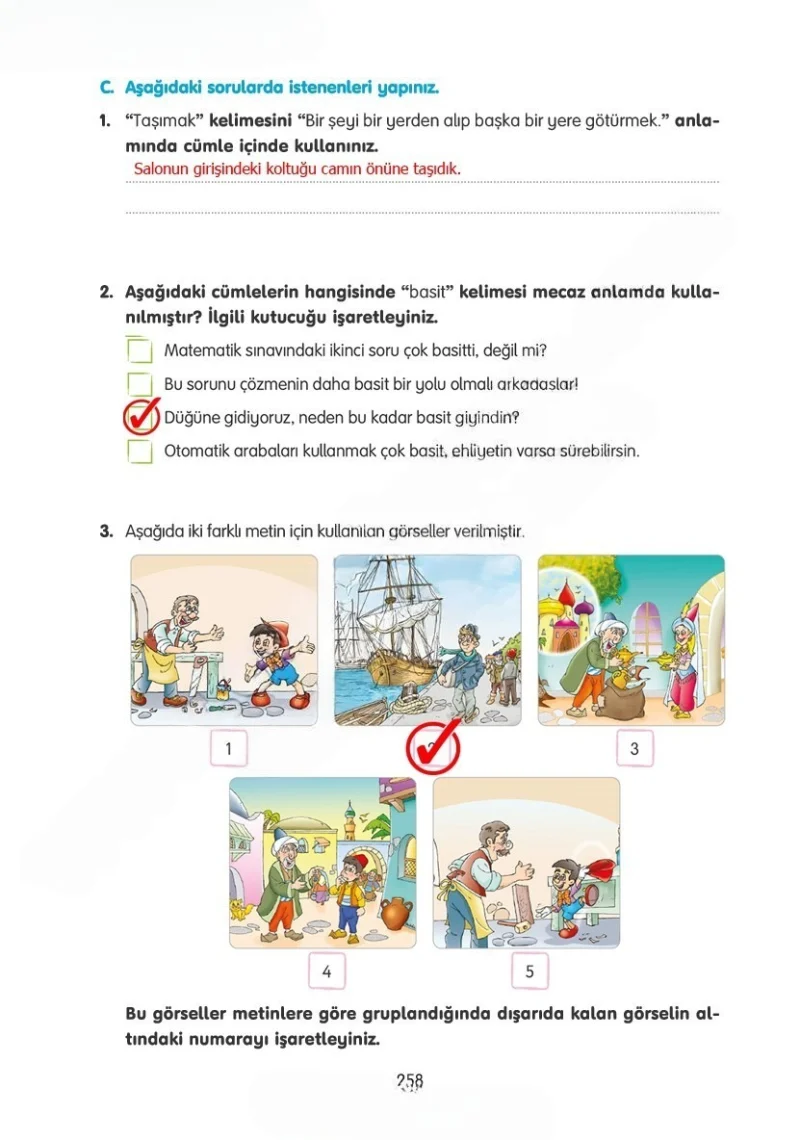 4. Sınıf Türkçe Ders Kitabı Cevapları Tuna Yayınları Sayfa 258 Çözüm Görseli