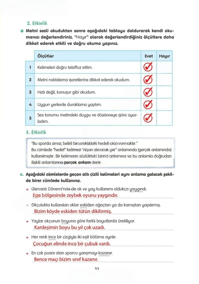 4. Sınıf Türkçe Ders Kitabı Cevapları Tuna Yayınları Sayfa 33 Çözüm Görseli