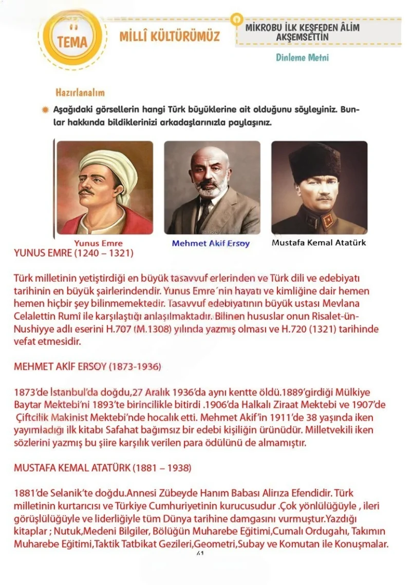 4. Sınıf Türkçe Ders Kitabı Cevapları Tuna Yayınları Sayfa 41 Çözüm Görseli
