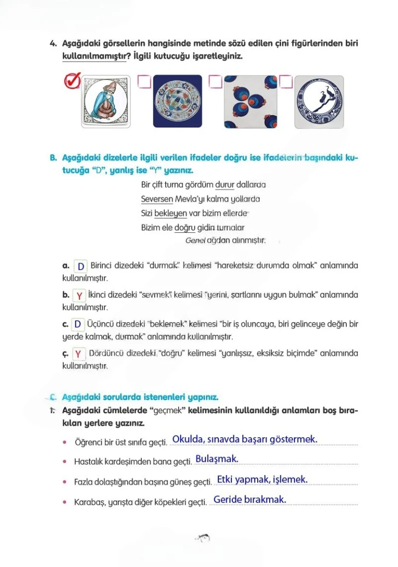 4. Sınıf Türkçe Ders Kitabı Cevapları Tuna Yayınları Sayfa 50 Çözüm Görseli