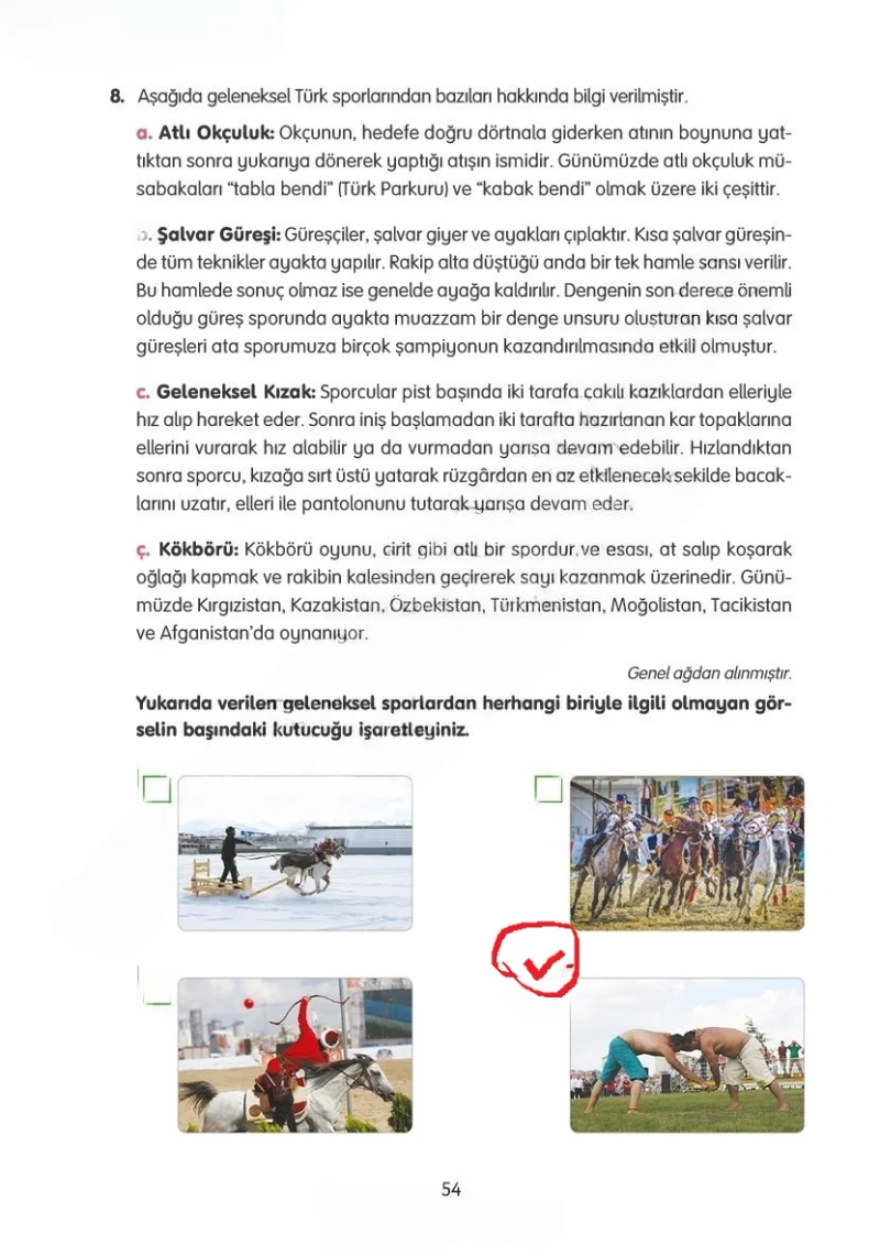 4. Sınıf Türkçe Ders Kitabı Cevapları Tuna Yayınları Sayfa 54 Çözüm Görseli