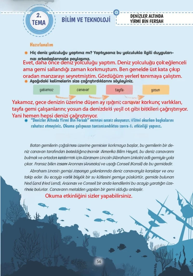 4. Sınıf Türkçe Ders Kitabı Cevapları Tuna Yayınları Sayfa 56 Çözüm Görseli