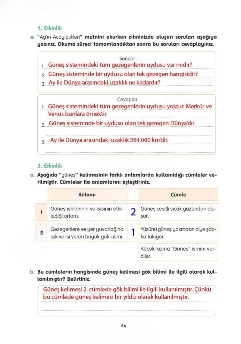 4. Sınıf Türkçe Ders Kitabı Cevapları Tuna Yayınları Sayfa 64 Çözüm Görseli