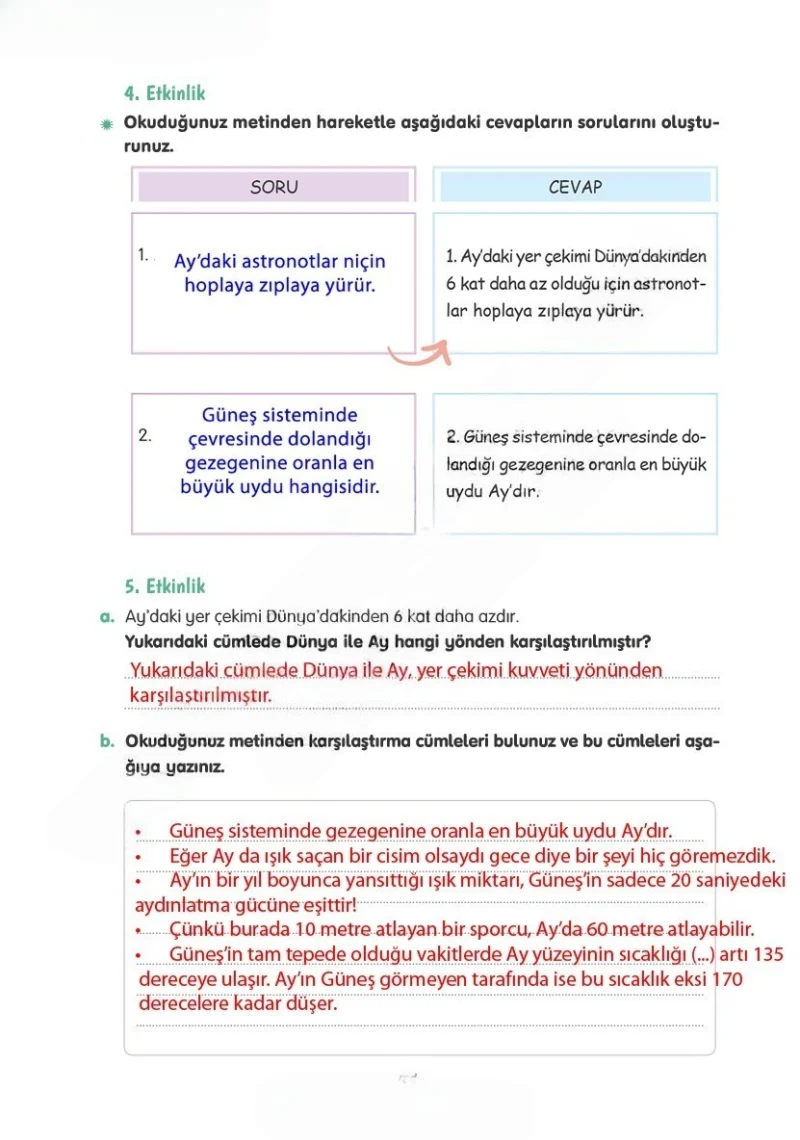 4. Sınıf Türkçe Ders Kitabı Cevapları Tuna Yayınları Sayfa 66 Çözüm Görseli