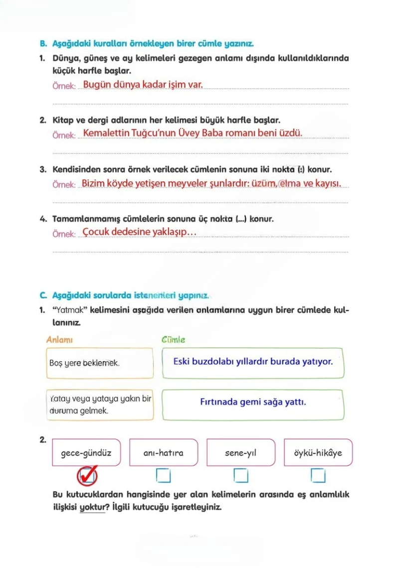 4. Sınıf Türkçe Ders Kitabı Cevapları Tuna Yayınları Sayfa 81 Çözüm Görseli