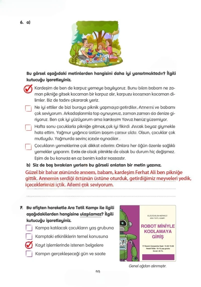 4. Sınıf Türkçe Ders Kitabı Cevapları Tuna Yayınları Sayfa 83 Çözüm Görseli