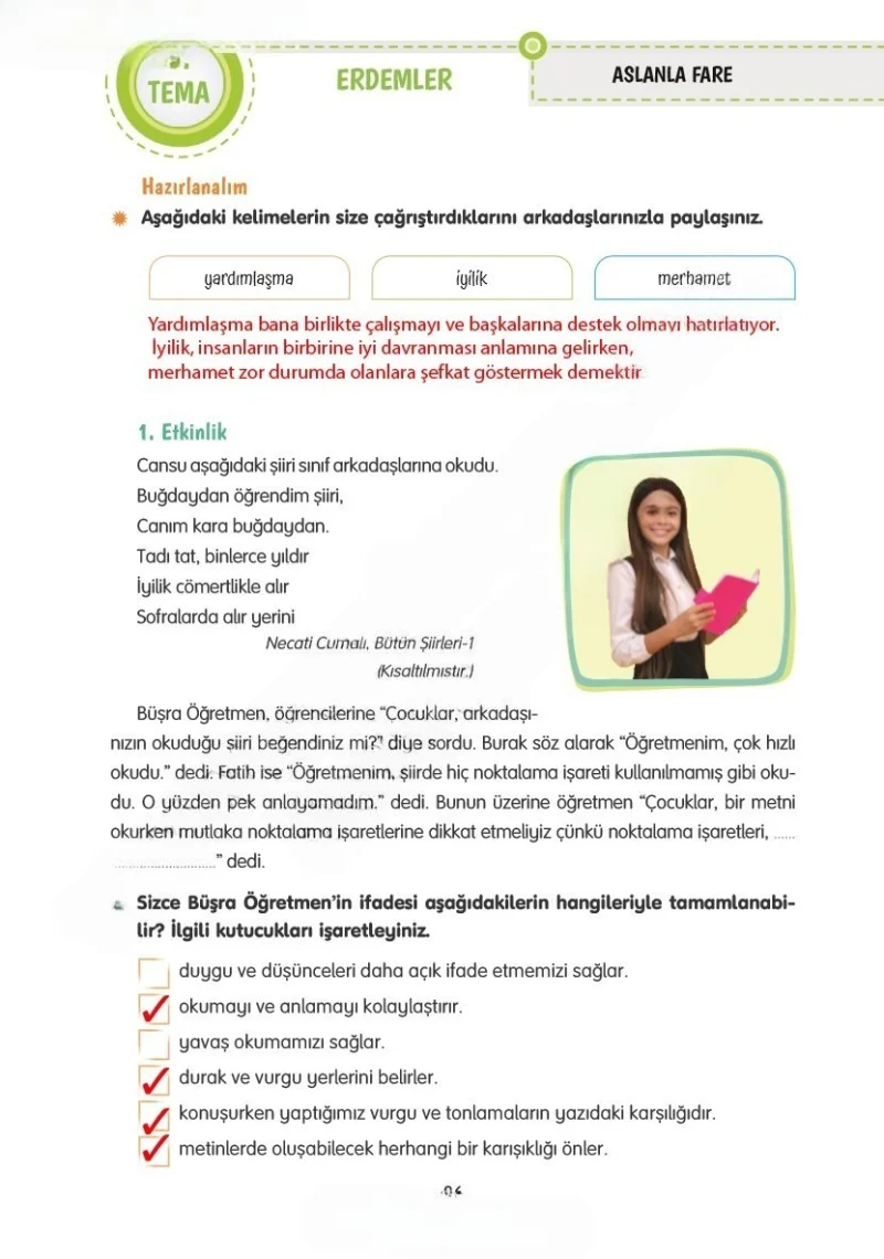 4. Sınıf Türkçe Ders Kitabı Cevapları Tuna Yayınları Sayfa 86 Çözüm Görseli