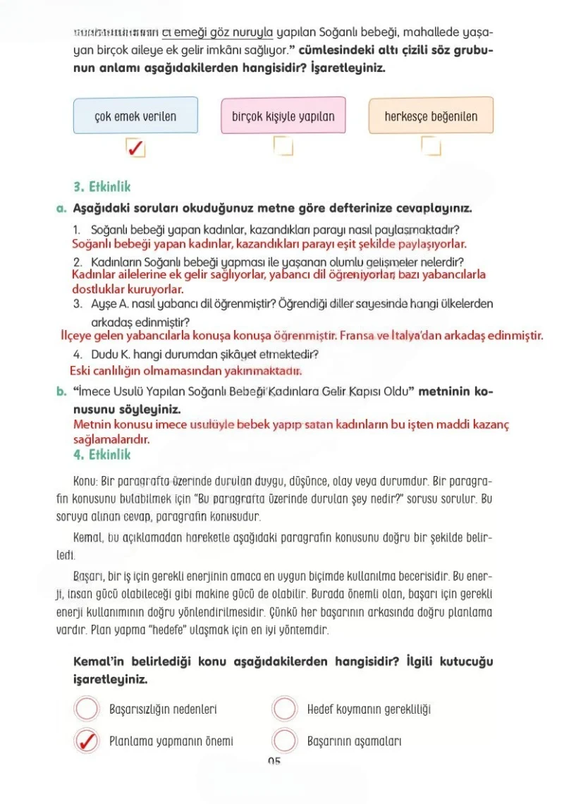 4. Sınıf Türkçe Ders Kitabı Cevapları Tuna Yayınları Sayfa 95 Çözüm Görseli