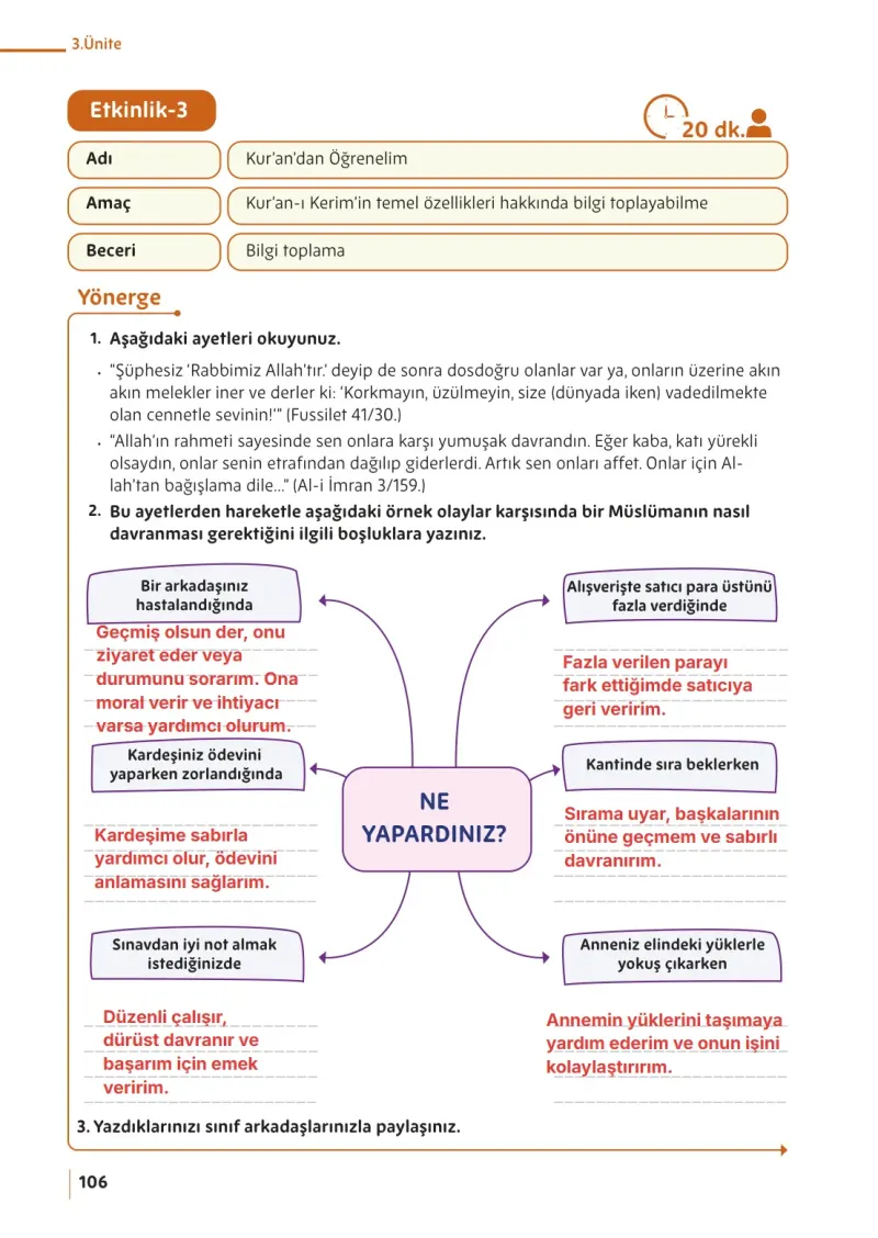5. Sınıf Din Kültürü ve Ahlak Bilgisi Ders Kitabı Cevapları Meb Yayınları Sayfa 106 Çözüm Görseli