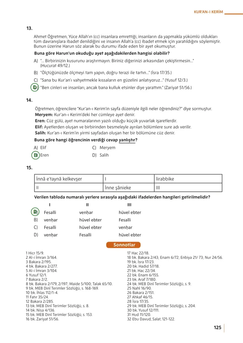 5. Sınıf Din Kültürü ve Ahlak Bilgisi Ders Kitabı Cevapları Meb Yayınları Sayfa 125 Çözüm Görseli