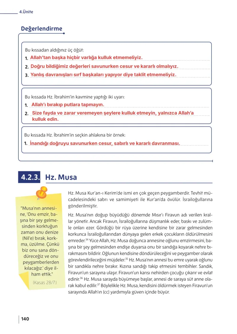 5. Sınıf Din Kültürü ve Ahlak Bilgisi Ders Kitabı Cevapları Meb Yayınları Sayfa 140 Çözüm Görseli