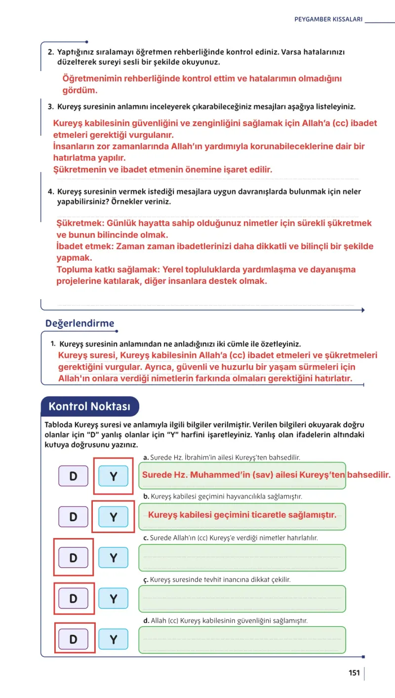 5. Sınıf Din Kültürü ve Ahlak Bilgisi Ders Kitabı Cevapları Meb Yayınları Sayfa 151 Çözüm Görseli