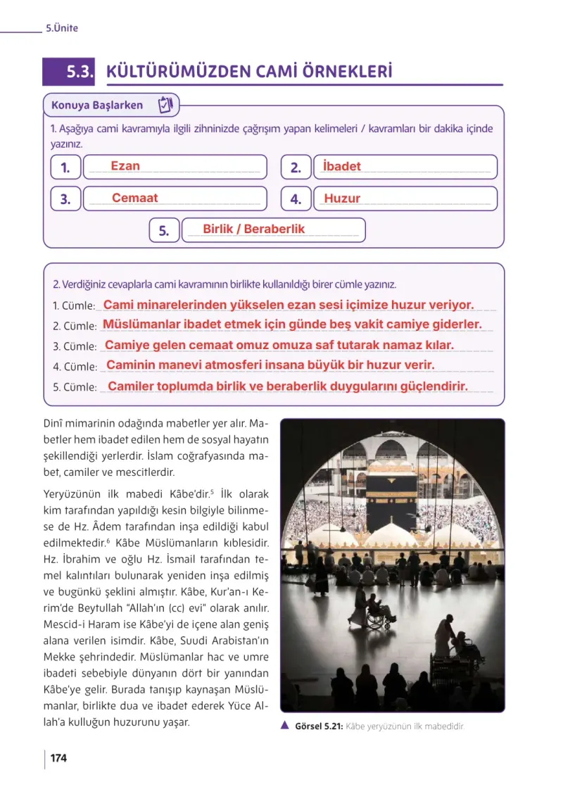 5. Sınıf Din Kültürü ve Ahlak Bilgisi Ders Kitabı Cevapları Meb Yayınları Sayfa 174 Çözüm Görseli