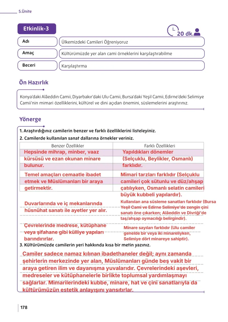 5. Sınıf Din Kültürü ve Ahlak Bilgisi Ders Kitabı Cevapları Meb Yayınları Sayfa 178 Çözüm Görseli