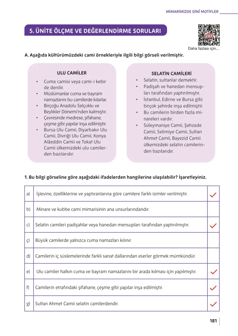 5. Sınıf Din Kültürü ve Ahlak Bilgisi Ders Kitabı Cevapları Meb Yayınları Sayfa 181 Çözüm Görseli