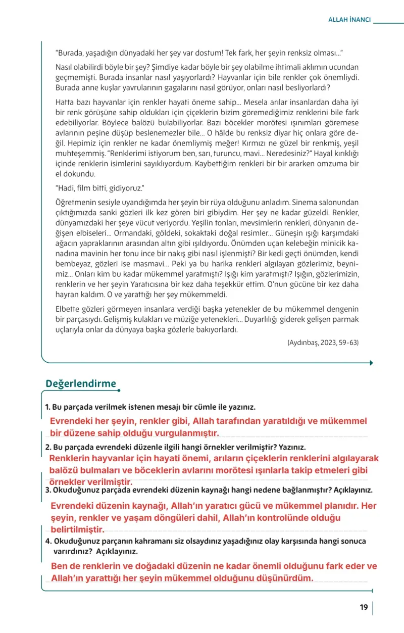 5. Sınıf Din Kültürü ve Ahlak Bilgisi Ders Kitabı Cevapları Meb Yayınları Sayfa 19 Çözüm Görseli
