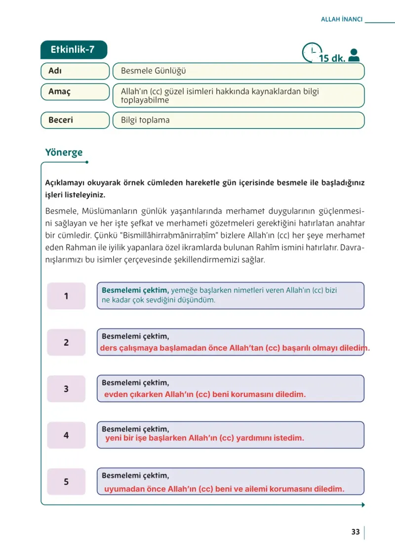5. Sınıf Din Kültürü ve Ahlak Bilgisi Ders Kitabı Cevapları Meb Yayınları Sayfa 33 Çözüm Görseli