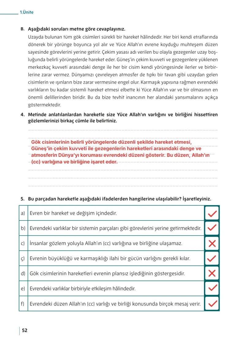 5. Sınıf Din Kültürü ve Ahlak Bilgisi Ders Kitabı Cevapları Meb Yayınları Sayfa 52 Çözüm Görseli