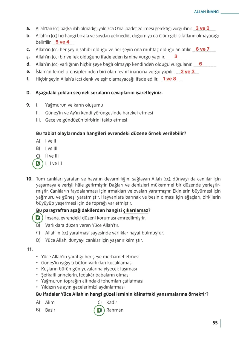 5. Sınıf Din Kültürü ve Ahlak Bilgisi Ders Kitabı Cevapları Meb Yayınları Sayfa 55 Çözüm Görseli