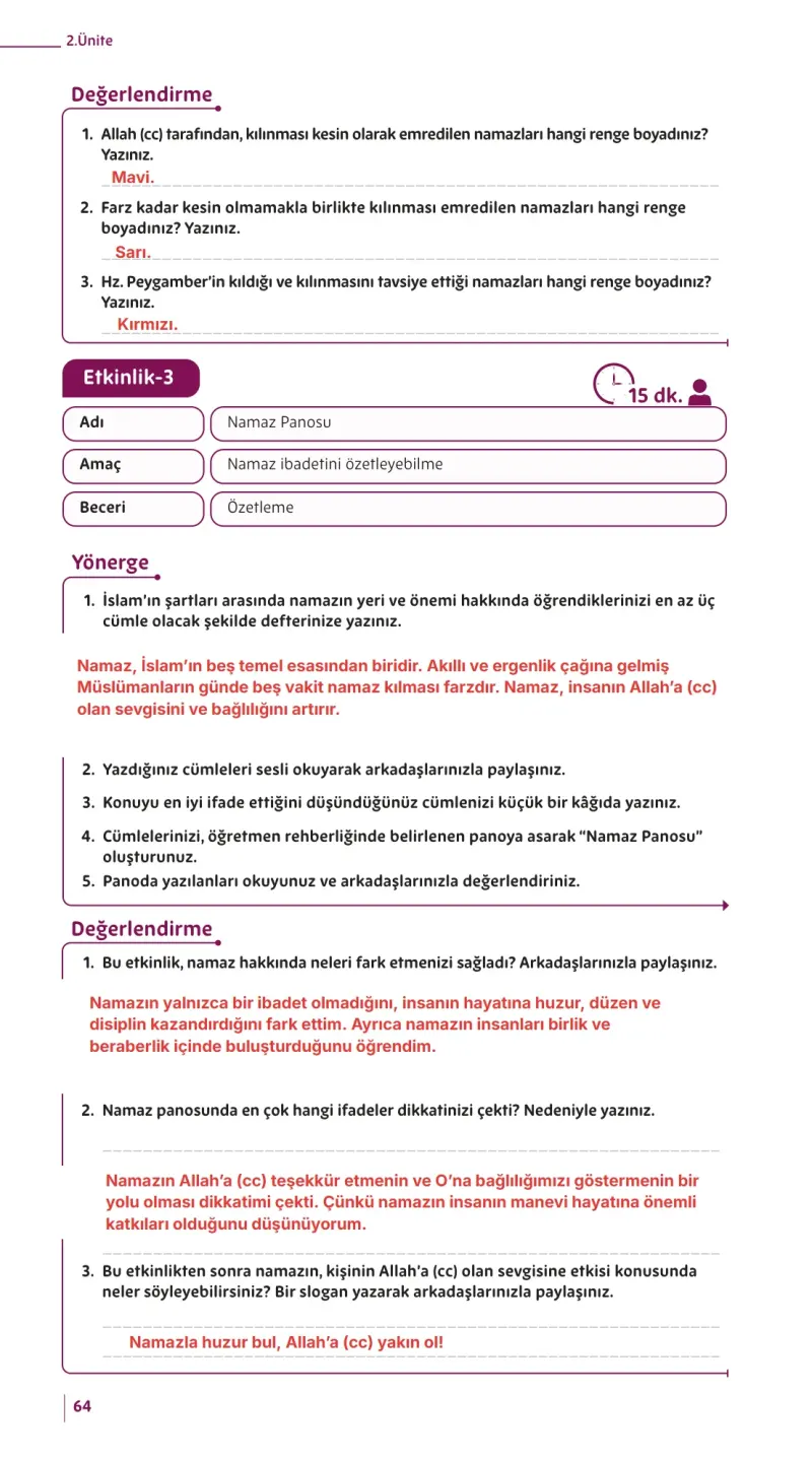 5. Sınıf Din Kültürü ve Ahlak Bilgisi Ders Kitabı Cevapları Meb Yayınları Sayfa 64 Çözüm Görseli