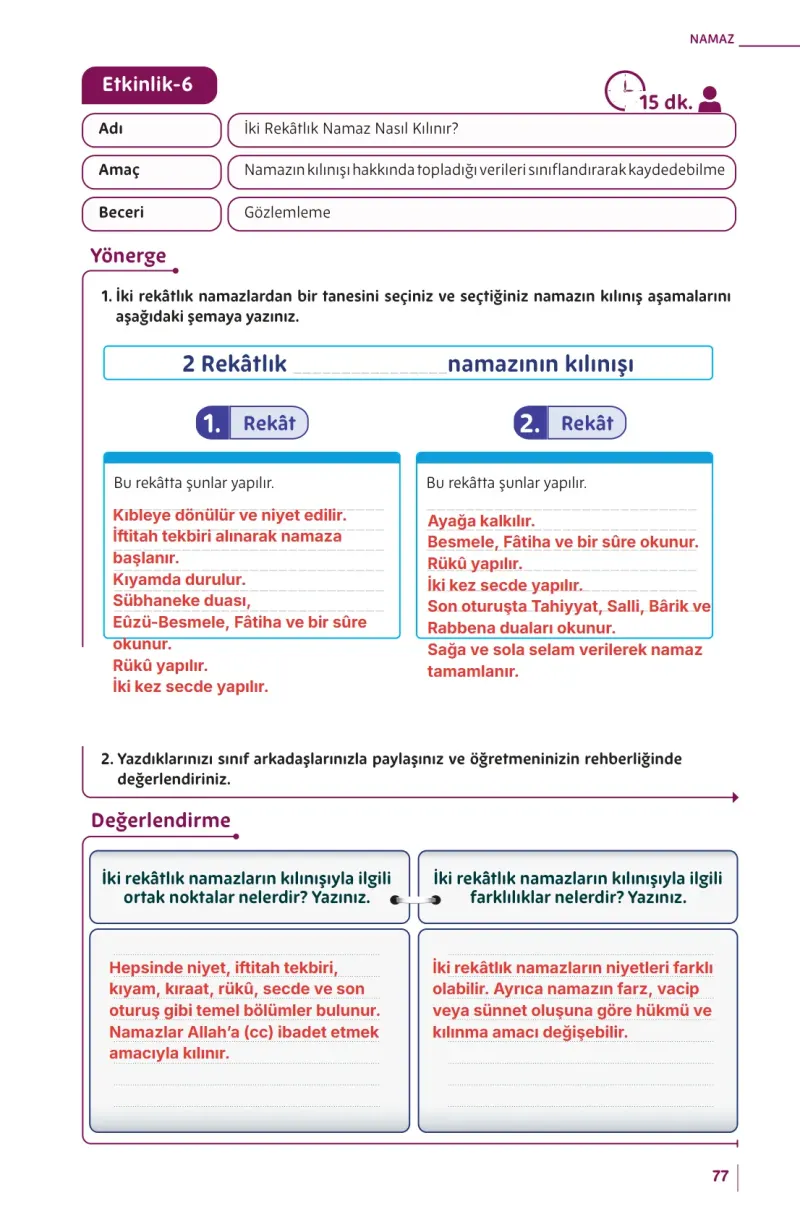 5. Sınıf Din Kültürü ve Ahlak Bilgisi Ders Kitabı Cevapları Meb Yayınları Sayfa 77 Çözüm Görseli