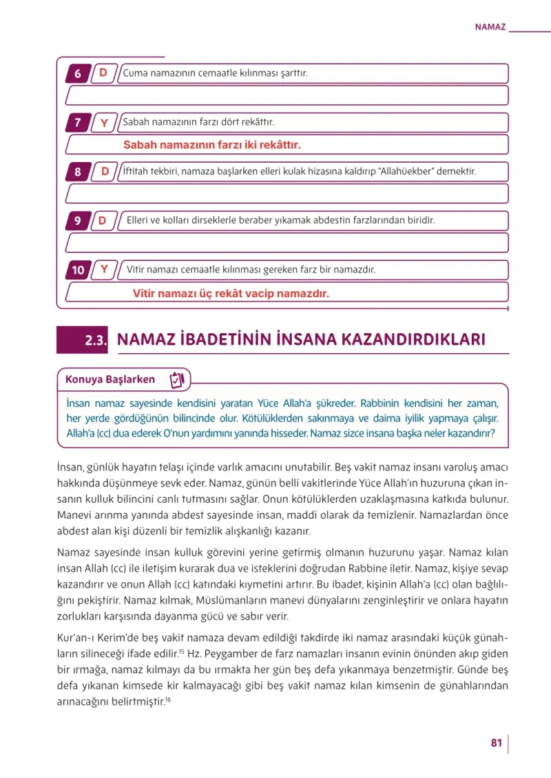 5. Sınıf Din Kültürü ve Ahlak Bilgisi Ders Kitabı Cevapları Meb Yayınları Sayfa 81 Çözüm Görseli