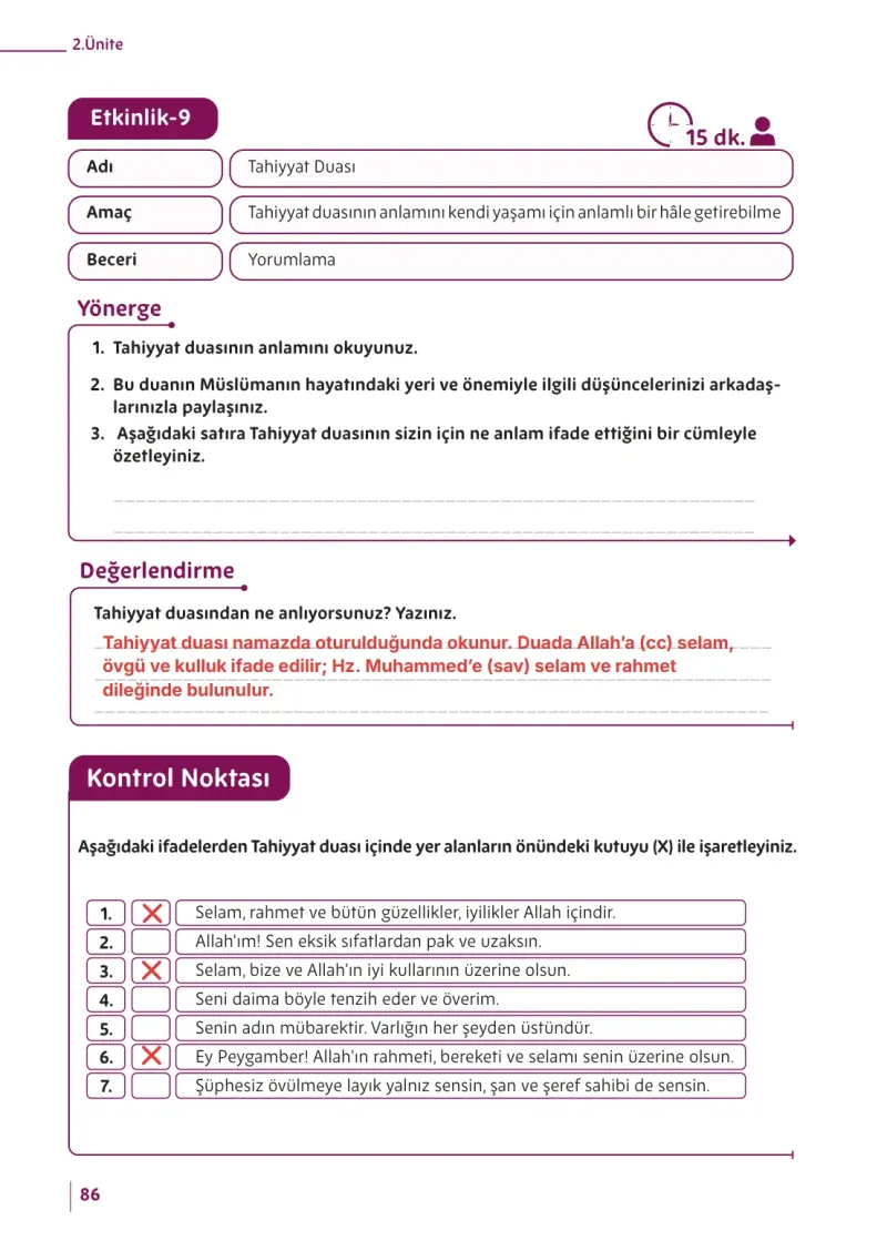 5. Sınıf Din Kültürü ve Ahlak Bilgisi Ders Kitabı Cevapları Meb Yayınları Sayfa 86 Çözüm Görseli